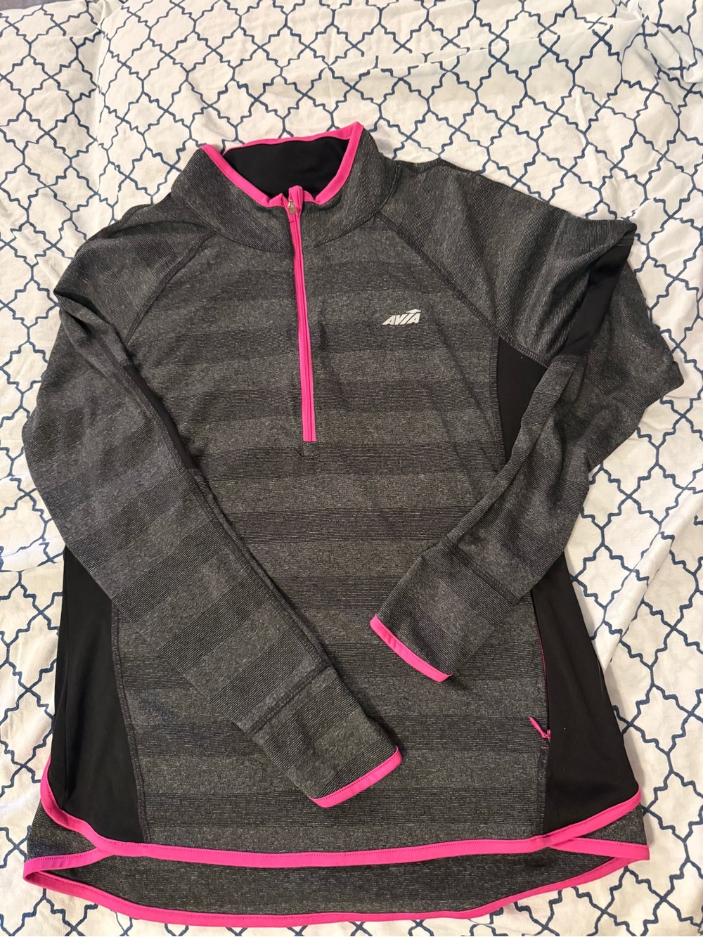 Avia Gray Half-Zip Pullover with Pink Trim